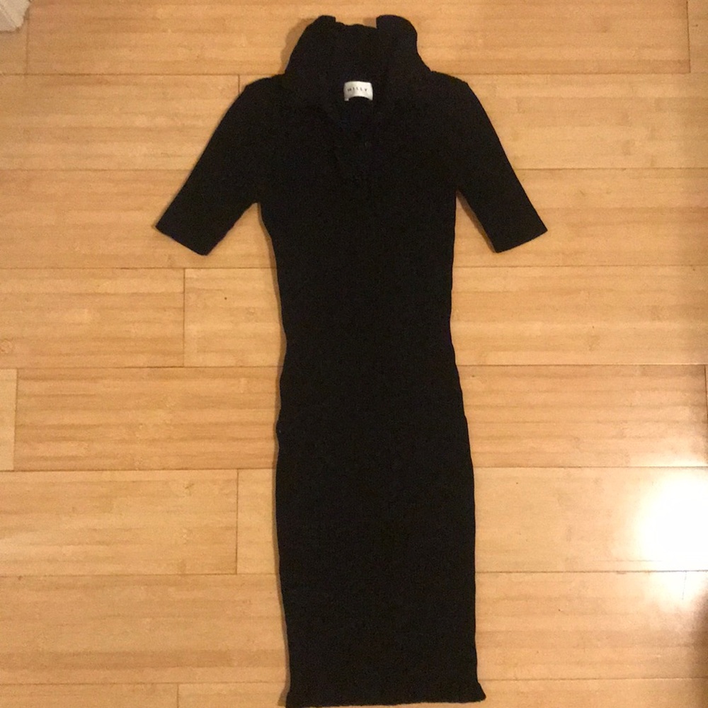 Milly Ribbed Ruffle Trim Polo Dress